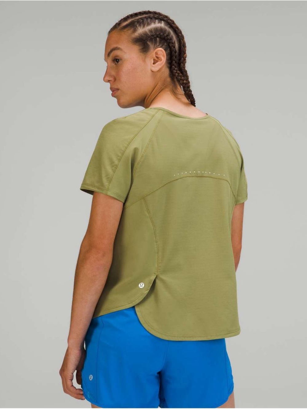 lululemon athletica bronze Green lightweight running Short Sleeve shirt